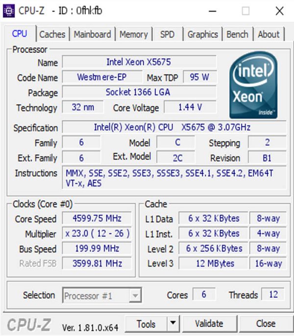 سی پی یو سرور اچ پی Intel Xeon X5675